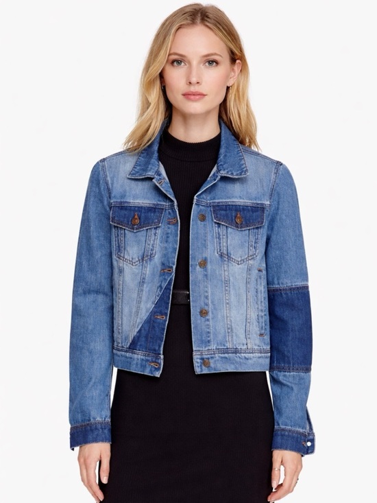 Free People Jackets & Blazers - Free People trucker jacket Blue Rumors Denim jeans Jacket Size S patchwork